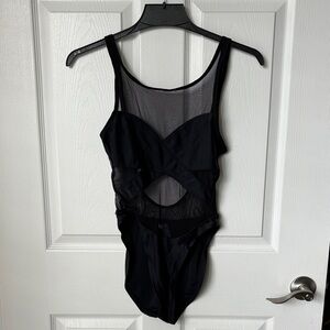 Black Mesh Cutout Bodysuit
